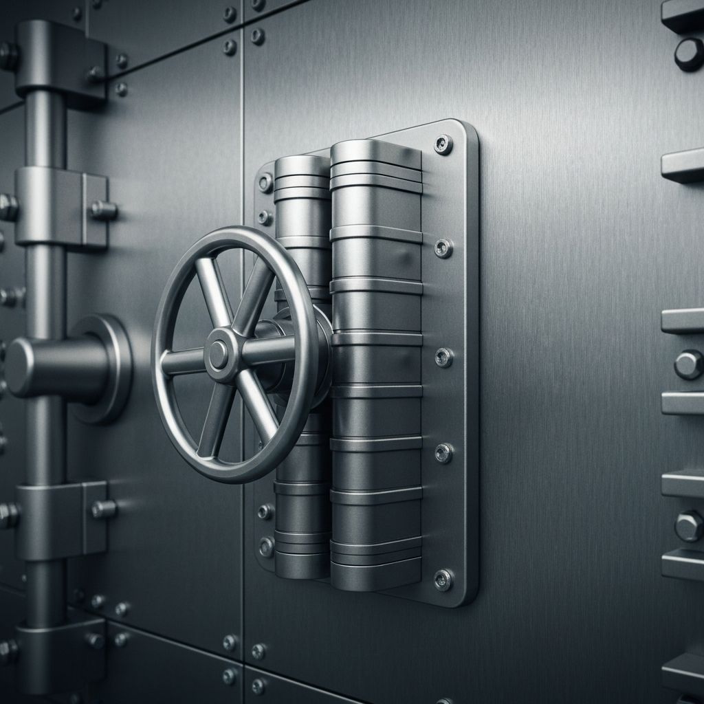 Secure financial vault with lock